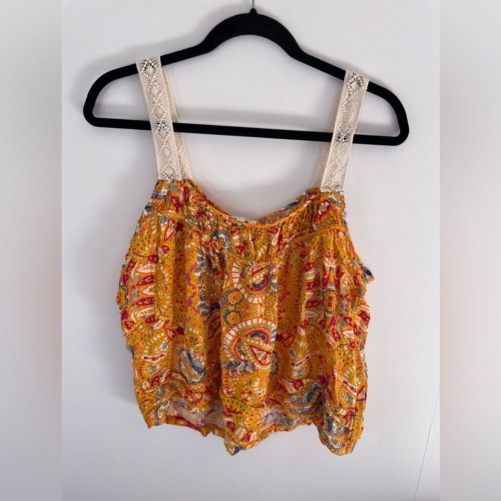 Rachel Zoe Yellow Orange Paisley Sleeveless Blouse Size XS New with out tags
